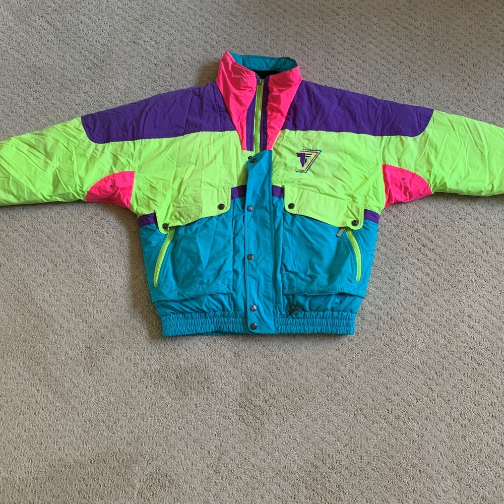 Tyrolia by Head Vintage 80s 90s Neon Mens Puffer S
